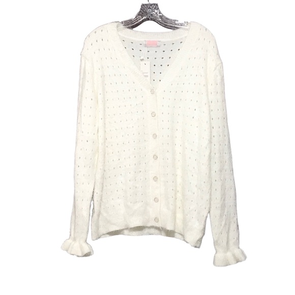 Cream Cardigan Sweater Romantic Extra Large - Picture 2 of 6